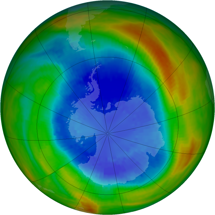 Antarctic ozone map for 11 September 1989